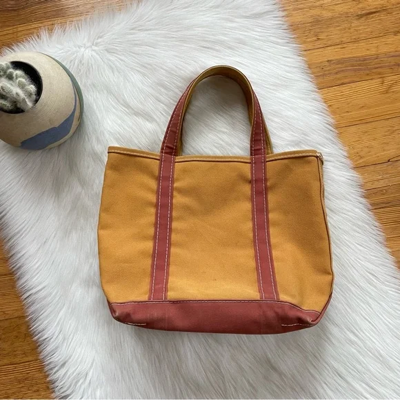 L.L. Bean vintage rare mustard medium boat and tote bag - Picture 2 of 9